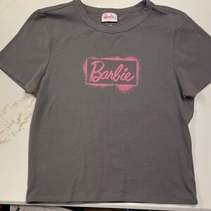 Barbie Gray Tee with Pink Logo Patch